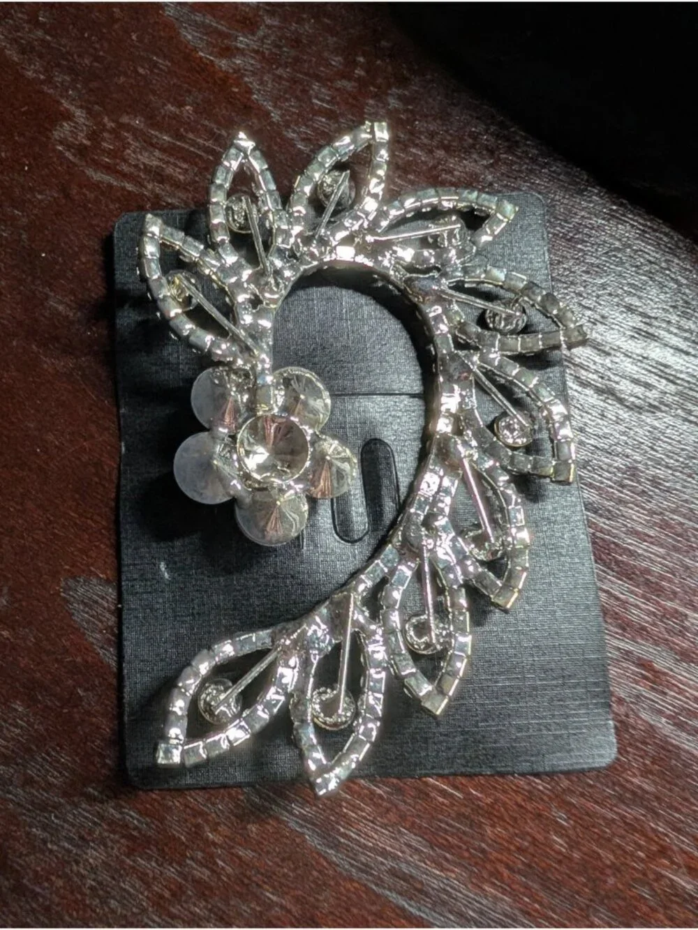 Sparkling Rhinestone Full Ear Cuff (Right Ear) Silver Statement Climber Earring